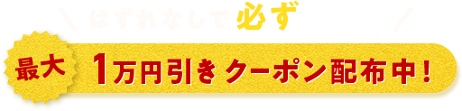 はずれなしで必ず当たる! 最大1万円引きクーポン配布中!